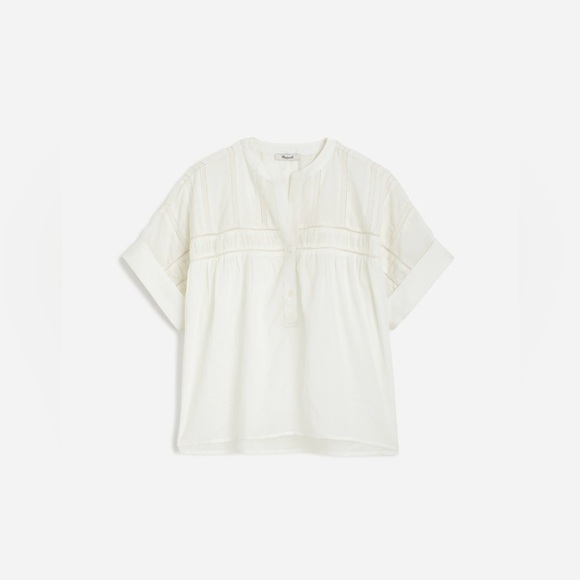 NWOT Madewell Lace-Inset Pintucked Henley Top - Picture 6 of 10